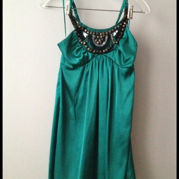Turquoise satin dress