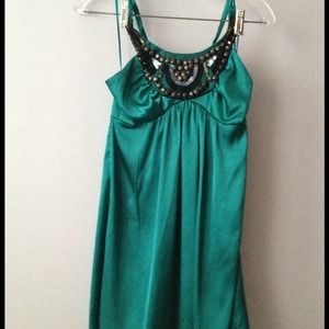 Turquoise satin dress