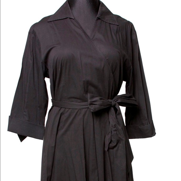 Black Faux Wrap Dress