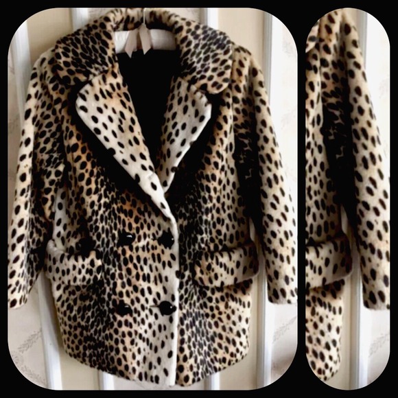 Vintage leopard double-breasted faux fur coat - Picture 4 of 4