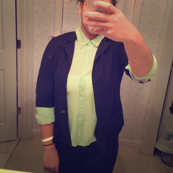 Light green button up