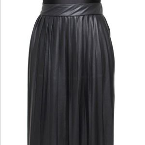 Faux Soft Leather Pleated Skirt