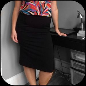 High-Waisted Black Pencil Skirt