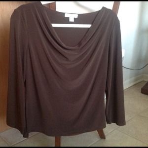 Brown Drape Neck Top