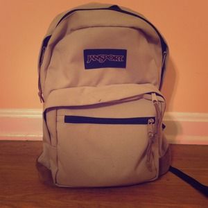 beige jansport right pack leather suede bottom