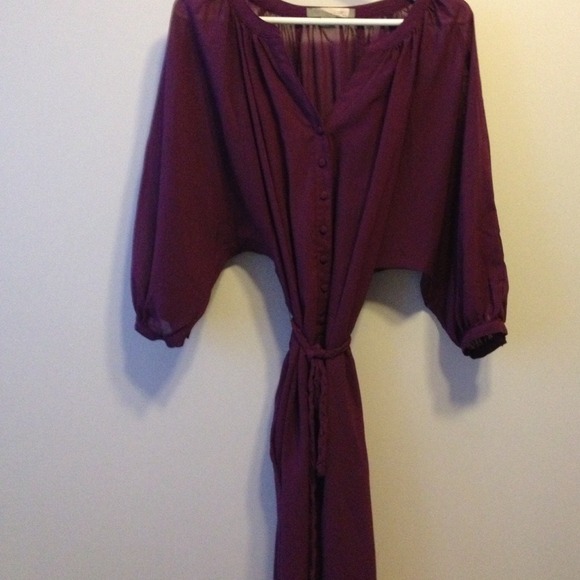 Plum dress with fabric belt