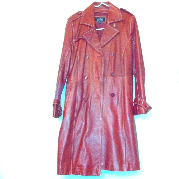 Genuine Leather peak coat
