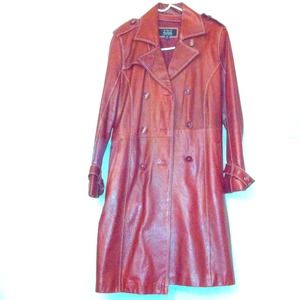 Genuine Leather peak coat