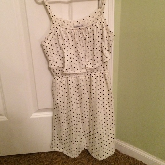 Cream Dress with Black Polka Dots!