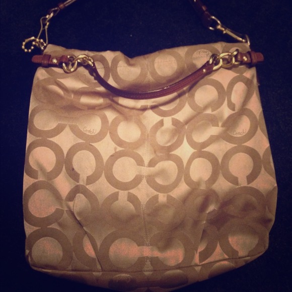 Coach large hobo signature canvas. Brown/gold