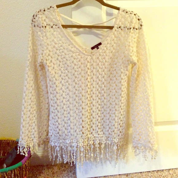 Crochet bell sleeve top