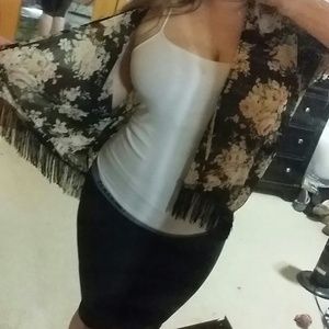 Floral fringe kimono/cardigan