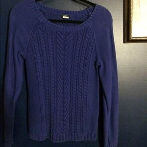 Purple J. Crew cable knit sweater