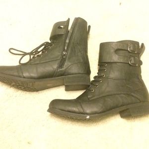 Black combat boots