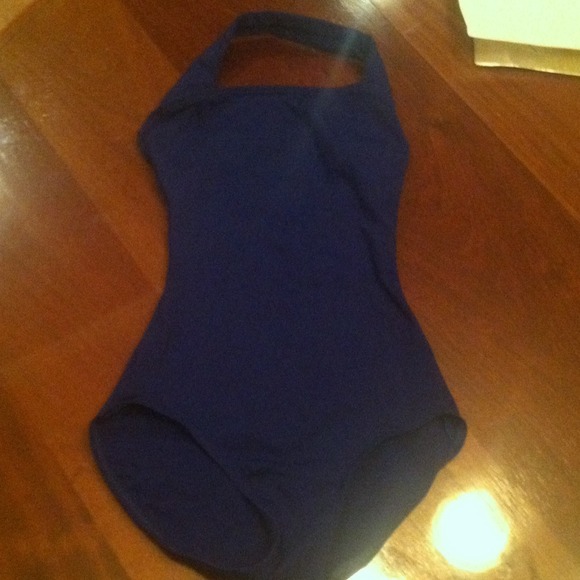 Navy blue halter leotard