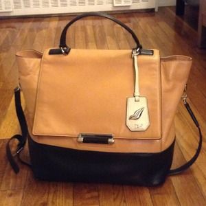 Diane Von Furtenberg color black leather tote bag