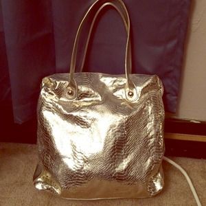 Gold snake print bag