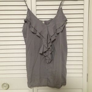 Grey ruffled tank spaghetti strapped top
