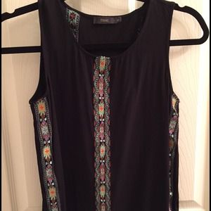 THML cotton backless tank with colorful embroidery