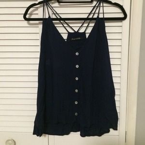 Navy button down spaghetti strap top