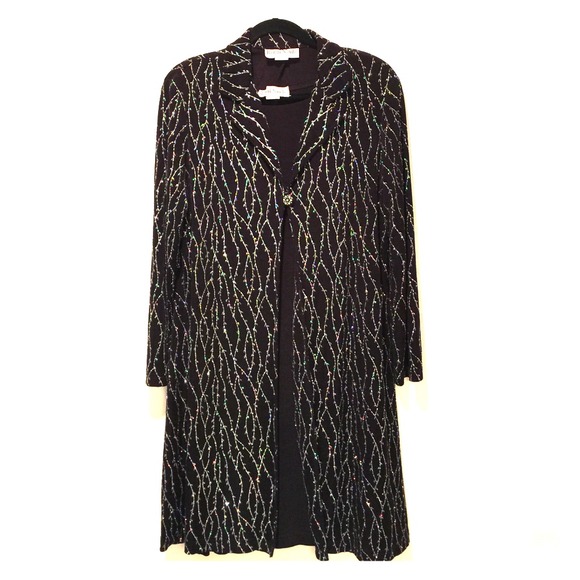 Long jacket with underdress evening midi dress - Picture 1 of 3