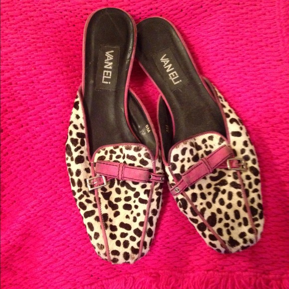 Zebra calf hair slides