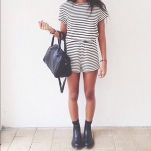 American apparel striped tshirt romper