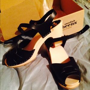 Swedish hasbeens peep toe super high nature sole