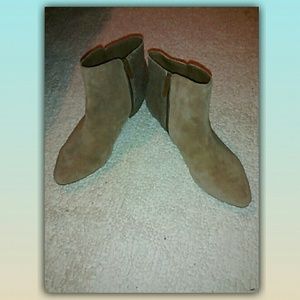 BCBG Nude Suede Booties