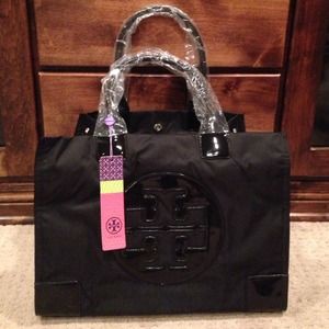 Tory Burch Nylon Ella Tote. Black, New with Tags