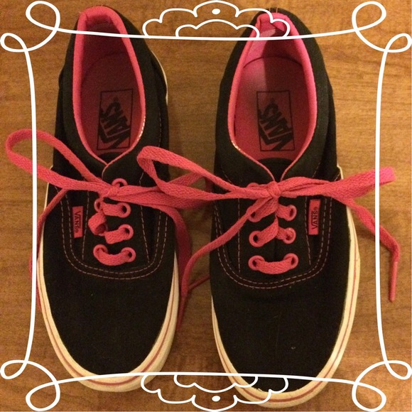 Pink and Black Vans Sneakers