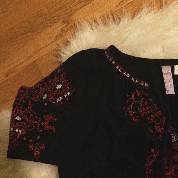 black embroidered blouse