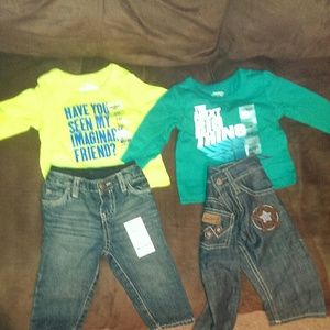 2 long sleeve shirts and 2 pair of pants