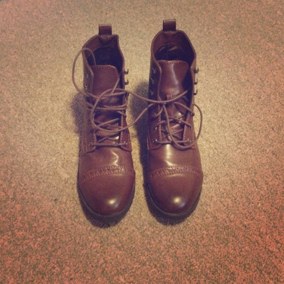 Brown combat boots