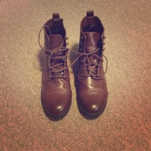 Brown combat boots