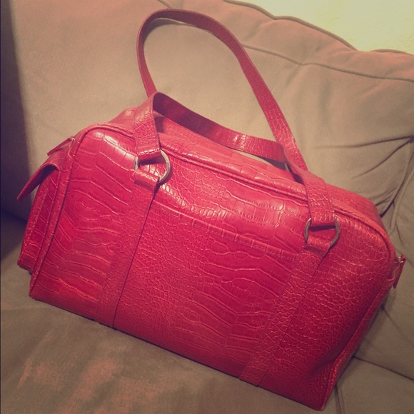 Red croc faux leather bag - Picture 1 of 3