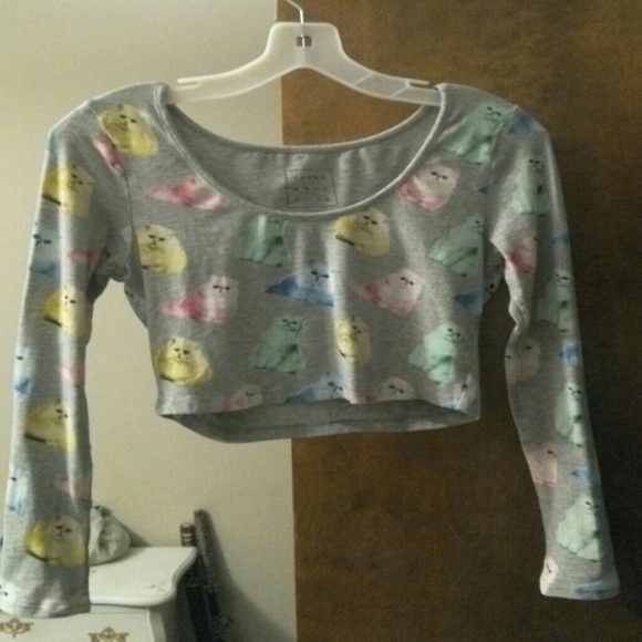 Crop top psychedelic cats