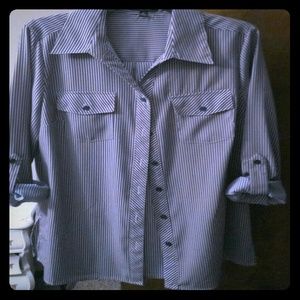 Blue and white striped button down