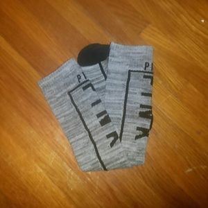PINK grey and black socks