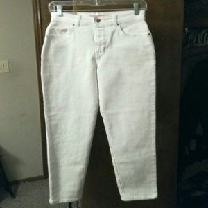 High waisted white jeans
