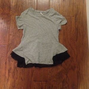 Free People grey and black short sleeve top