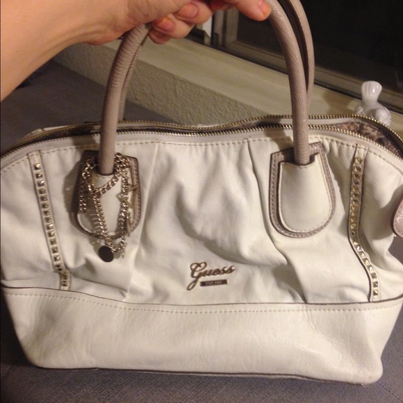 Guess white faux leather purse