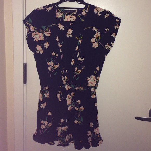 Honey Punch Black and Floral Romper