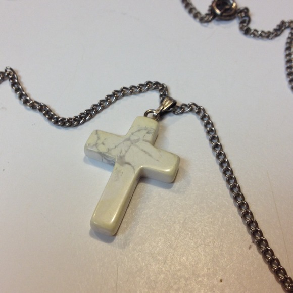 White Cross Necklace - Picture 1 of 2