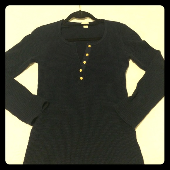 XS J. Crew Thermal Henley in Navy Blue
