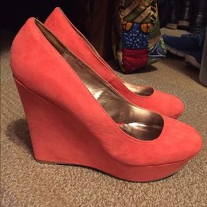 Bright coral wedges/ blue heels bundled! 2 pairs