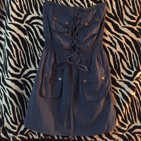 Super Soft Dark Periwinkle Blue Cargo Tube Dress
