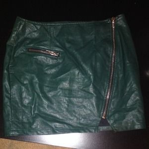 Green skirt leather