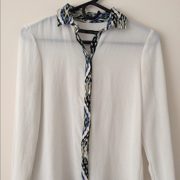 Zara sheer white blouse