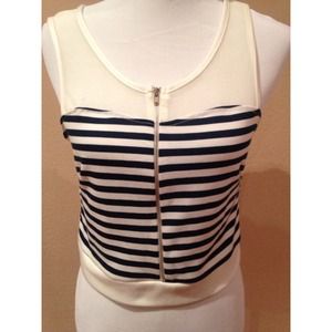 Navy blue white stripes tank